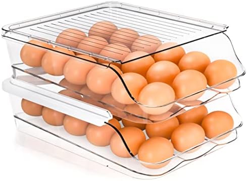 Utopia kuhinjska kotrljajuća posuda za jaja za frižider sa poklopcem-pakovanje od 2 Plastična držača