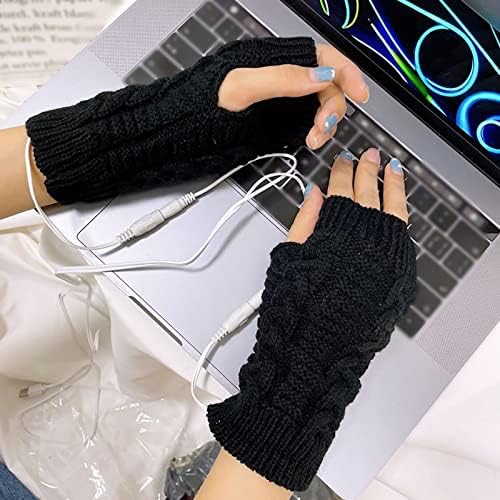 Snow Gloves Women Nude Finger USB warm Gloves half Finger pletene Warm USB warm Gloves for
