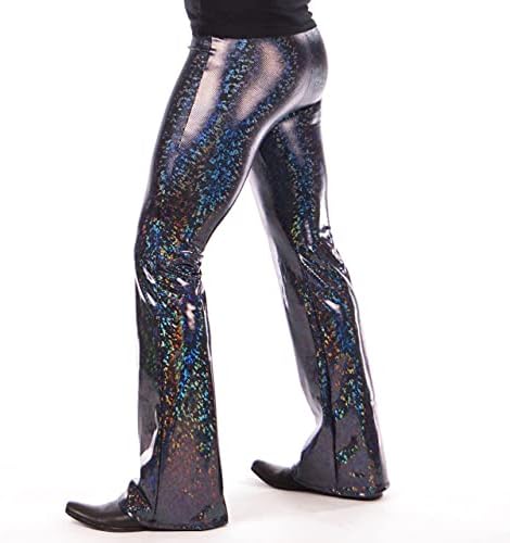 Revolver Fashion Holographic Disco muške Flare pantalone: USA napravljene pantalone sa lepršavim zvonom, Crne, velike