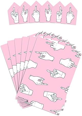 Centralni 23 ružičasti papir za umotavanje za djevojčice - 6 listova umotavanja poklona sa oznakama