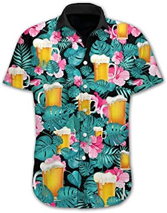 Hrana Juice Havajske majice za muškarce - tropsko dugme dolje Muške havajske majice kratki rukav serija 43