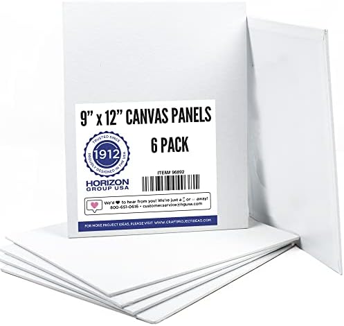 Horizon Group USA 9x12 platnene ploče Value Pack of 6, grundiran, savršen za farbanje projekata, akvarel,