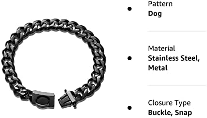 Ogrlica za pseće kožom za hodanje sa dizajnom Secure Buckle 19mm Crna kubanska veza Snažni lanac