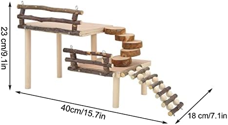 Syuanmuer Hamster penjačka platforma, 2 sloja Mala drvena platforma za kućne ljubimce, za papagajnu zamućenje