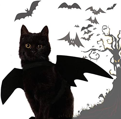 AOF Halloween Cat Bat Wings ovratnik za ovratnik dekor štene kućnog ljubimca Crna Bat prerušiti se smiješnu