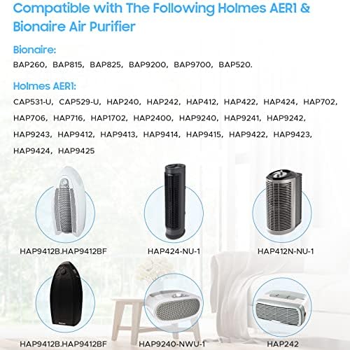 Performance Plus Aer1 zamena filtera za Holmes prečistače vazduha, 2 prava HEPA filtera + 4 ugljenična