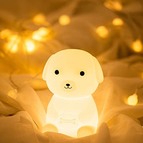 QANYI štene pas noćno svjetlo za djecu, LED slatka punjiva silikonska rasadnik noćna lampa za