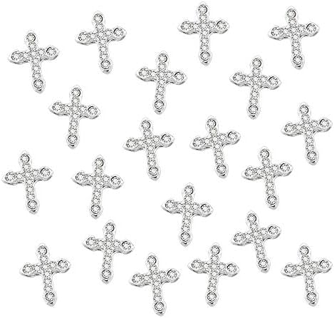 10 kom klasični Full Glitter Rhinestones Cross 3d čari 10kom / paket Legura Art dekoracije nokti Alati, transparentan