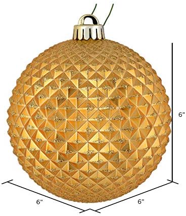 Vickerman 6 bakar Gold Durian Glitter Ball Ornament, 4 po torbi