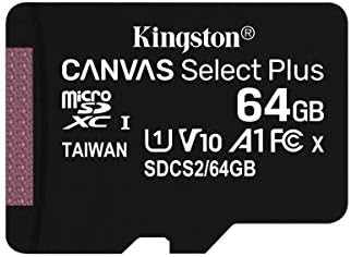Kingston 64GB MicroSDHC platno Odaberite plus 100MB / s Pročitajte A1 klase 10 UHS-I 2-pack memorijske