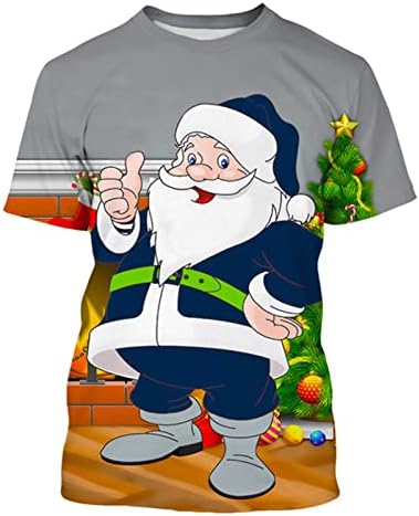 XZHDD božićni vojnik Majice kratkih rukava za muškarce, Xmas Santa Claus Print Crewneck Tee Top Home Party Casual
