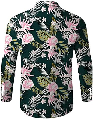 Xxbr muške casuni majice s dugim rukavima Tropsko drvo tiskano plaže za plažu Lapel ovratnik Dizajner