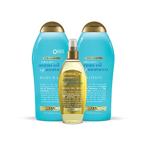 OGX Radiant Glow + Arganovo ulje Maroka Extra hidratantno sredstvo za pranje tijela za suhu kožu, hidratantno