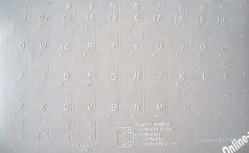 Portugalski tradicionalni prozirni sa bijelim slovima naljepnice za tastaturu za laptop računare
