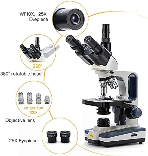 Swift Sw 350t složeni Trinokularni mikroskop,uvećanje 40X-2500X, dvoslojni mehanički stepen, sa kamerom