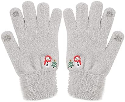 Qvkarw žene Casual Snowman vezene plišane rukavice sa punim prstima zimske tople rukavice rukavice za