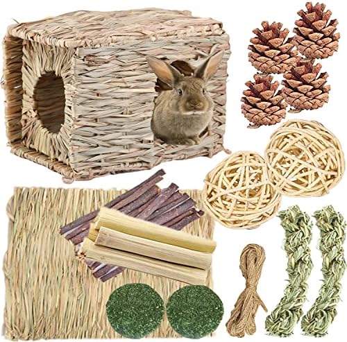 Qhzahng zeko trava kuća, prirodna ručno izrađena jestivo sklopivo udobno gnijezdo za zečeve, zeko, zamorca,
