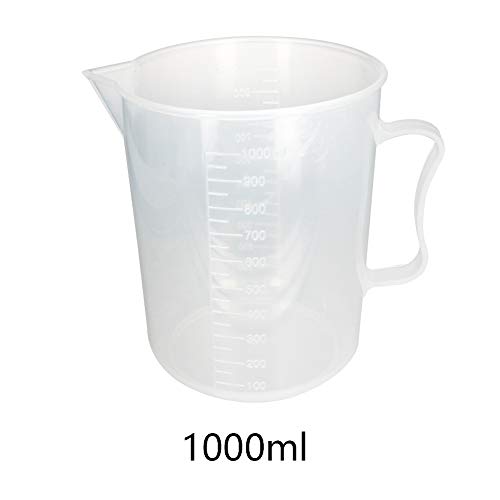 Bettomshin 3pcs 1000ml PP plastični visoko oblicni čašica s ručkom, višenamjenske šalice miješanja prozirne šalice za miješanje smole za laboratorijske kuhinjske tečnosti