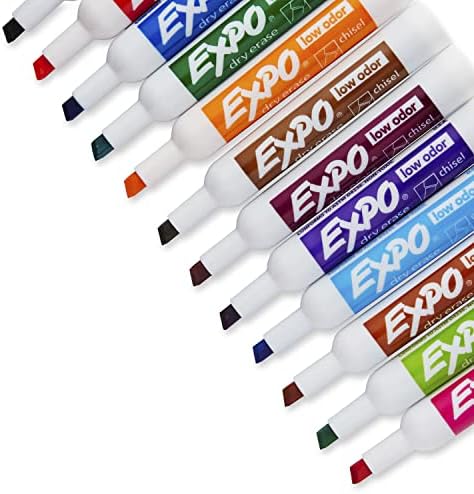 EXPO markeri za suho brisanje niskog mirisa, fin vrh, crn, 36 Count & EXPO 80661 markeri za suho brisanje niskog