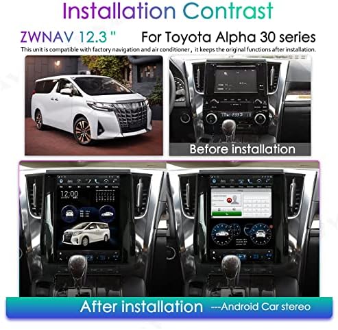 ZWNAV ANDROID 9.0 TESLA Car Stereo za Ford Toyota Alphard 30 serija, sa vlaknastim kablom, GPS glavom