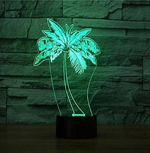 SuperiorVZND 3D palm Tree Noćni lampica Daljinski upravljač Power Touch Tablica Optičke iluzijske lampe 16 Svjetla