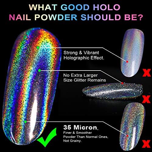 Holografski puder za nokte Holo puder za nokte Hromirani puder za nokte Rainbow Unicorn ogledalo