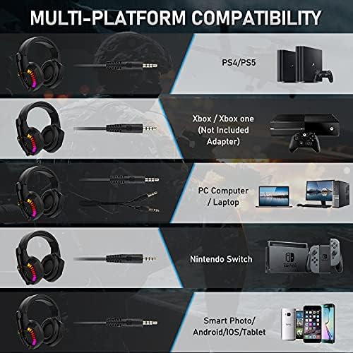 MANBASNAKE Gaming slušalice za PS4 PC Xbox One PS5 kontroler,poništavanje buke preko slušalica