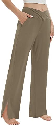 Qirno ženske hlače široke noge hlače visoki struk u crossover pidžamas hlače casual labavi
