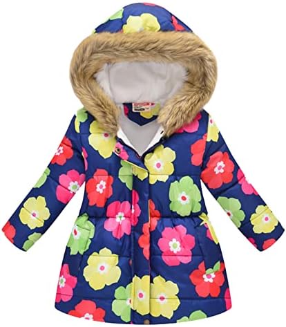 Dječji kaput zimske jakne za bebe Girls s kapuljačom otisci mališane odjeće Vjetrootporne tople debele
