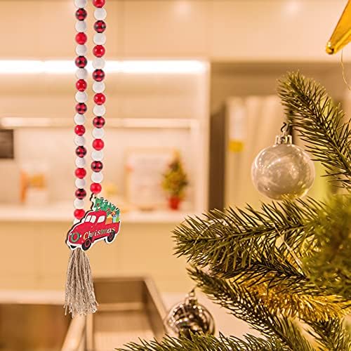 Aboofan božićni pleteni perle String božićni okrugli perla Garland Božićni polirani razmaknu zrnca za odmor