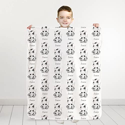 Prilagođena beba pokriva s imenom personalizirana krava print Sherpa plišana pokrivač, farme tema Baby