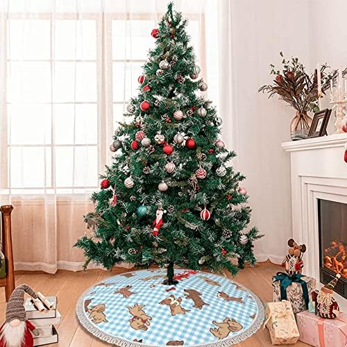 48 suknja za božićnu drvvu, simpatični pas geometrijski uzorak Xmas Tree suknje za kanta za mat ukras