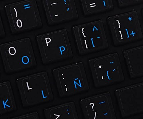 MAC engleski-španske naljepnice na tastaturi na mat crnoj pozadini