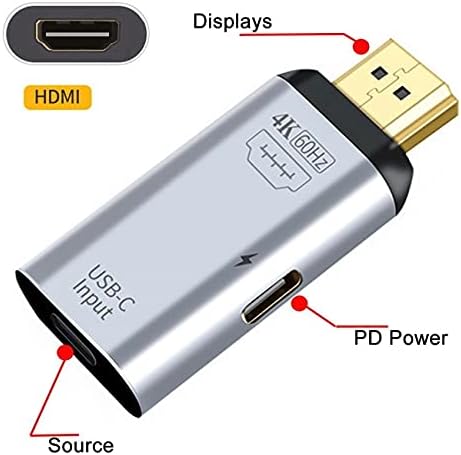 NFHK USB-C Tip C Ženski izvor do HDMI sudopera HDTV i PD napajanje 4K 60Hz 1080p za telefon i laptop
