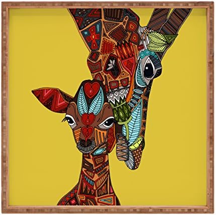 Deny Designs Sharon Turner Giraffe Love Ocher Zatvoreni / vanjski kvadratni ladica, 16 x 16