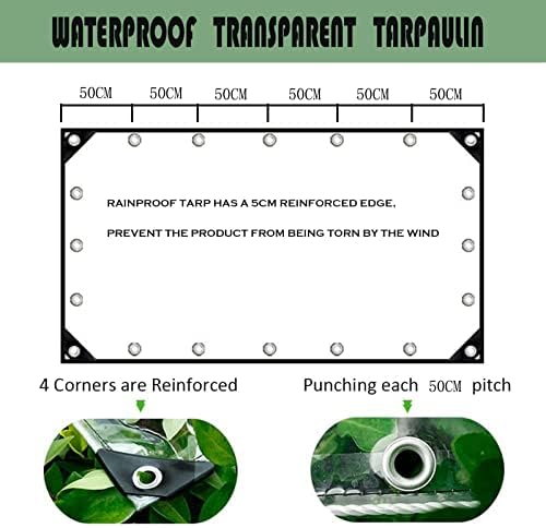 Clear Tarpaulin, 3x6ft Vodootporna čista cerada teška sa ušicama zadebljanja Dvostruka PVC čista