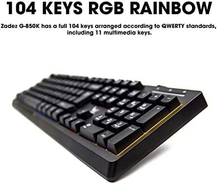 ZADEZ membranska tastatura za igre-g - 850K-PC tastatura za igre, RGB LED Tastatura sa pozadinskim osvetljenjem