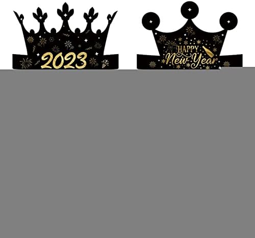 Party Photo Booth rekviziti - Happy New Year Hats 2023 | 2023 crni zlatni novogodišnji party