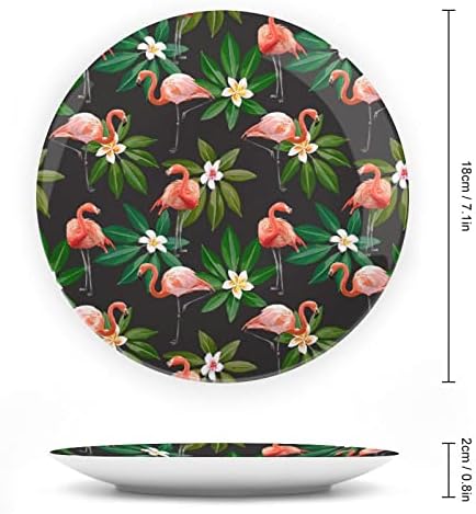Pink Flamingo i egzotični listovi uzorak smiješna kost Kina Dekorativna ploča okrugla keramičke ploče