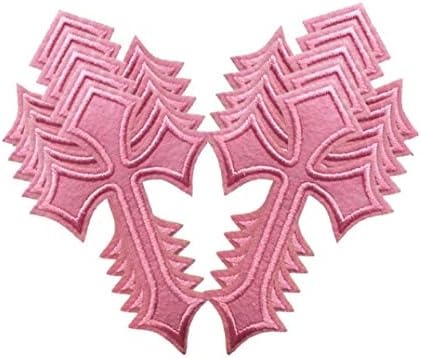 Kupool 10pcs ružičasti križni zakrpe za odjeću jaknu Jeans DIY Girls Gvožđe na zakrpama Postavljene značke