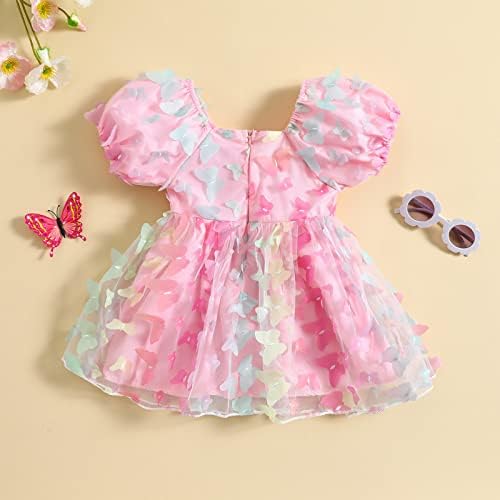 Little Toddler Baby Girl Craight 3D Butterfly Ruffle haljina za kratku rukavsku rupu Princess