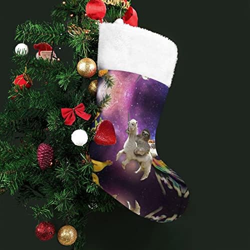 Paresse Jahanje Lama Božićne čarape za čarape sa plišanim kaminom visi za Xmas Tree Decor Decor