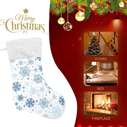 Alaza Božićne čarape Light Blue Snowflakes Classic Personalizirani Veliki ukrasi za skladištenje