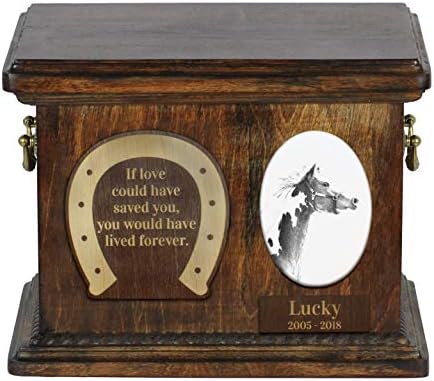 Američki konj u boji, urna za spomenik pepela konja sa keramičkom pločom i rečenicom - Artdog personalizovan