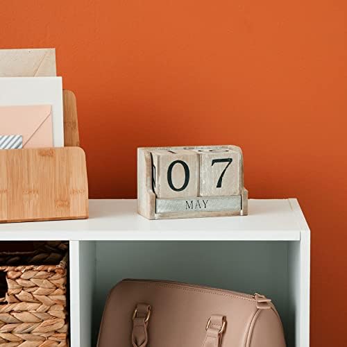 Juvale drveni trajni blok kalendar za radni sto, drveni blokovi za prikaz datuma mjeseca za nastavnike,