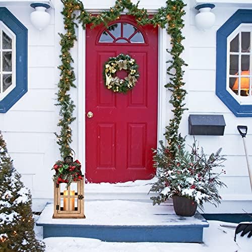 Božićni ukrasi za dom, NEEDOMO Božićni fenjer Unutarnji Vanjski dekor, seoska kuća drveni metalni viseći