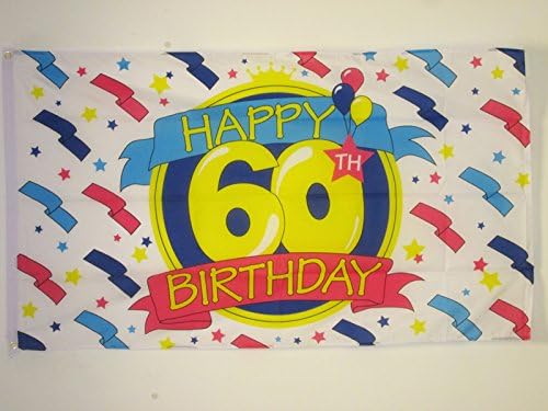 AZ zastava Happy 60. zastava rođendana 3 'x 5' - 60. rođendana zastava za rođendan 90 x 150 cm - baner 3x5 ft
