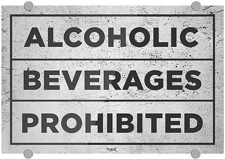 CGsignLab | Alkoholna pića zabranjena - lažični sivi premium akrilni znak | 18 x12