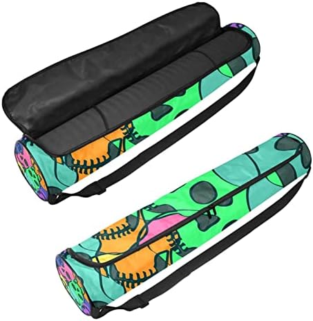 RATGDN Yoga Mat torba, šarene lobanje Vježba Yoga Mat Carrier full-Zip Yoga Mat torba za nošenje sa podesivim