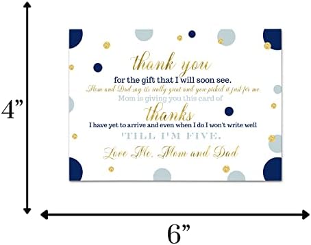 Mornarica i zlato Baby Shower Hvala razglednice samo Notecards-Eco-friendly-štampani 4x6-papir Clever